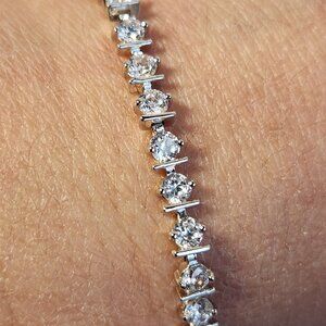 VTG Retro Modern 925 Ross-Simons Tennis Sparkling Line Bracelet 7"